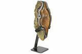 Geode Section With Colorful Agate Rind & Metal Stand - Uruguay #121864-2